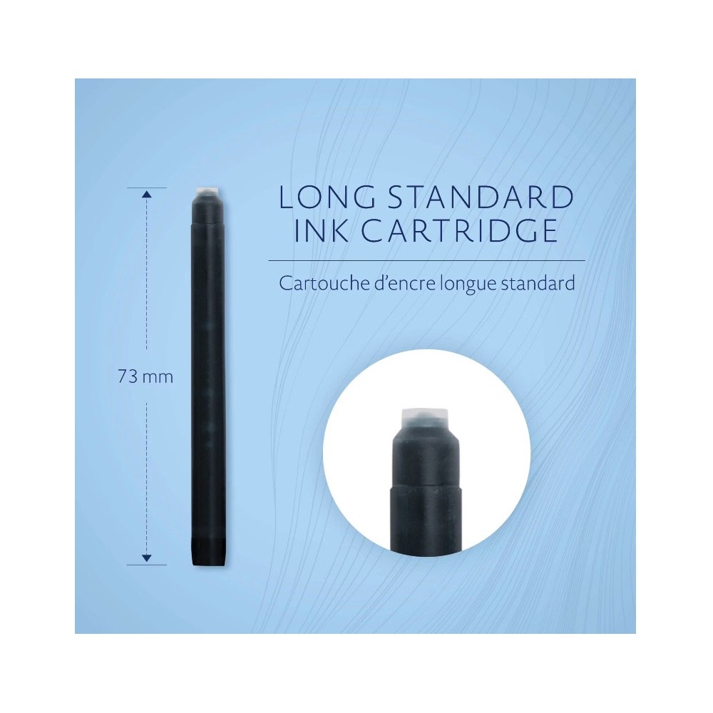 Naboje atramentowe - Waterman - Long, Intense Black, 8 szt.