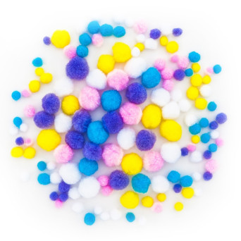Pompony poliestrowe - DpCraft - pastelowe mix, 140 szt.
