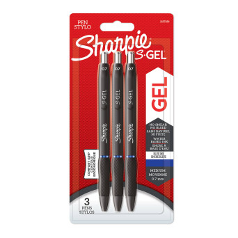 Zestaw długopisów żelowych S-Gel - Sharpie - niebieskie, 0,7 mm, 3 szt.