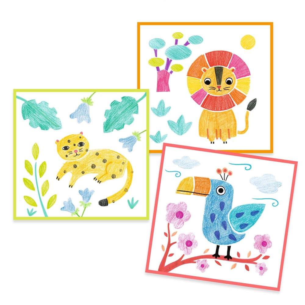 Kolorowanka z szablonami - Djeco - Zwierzątka