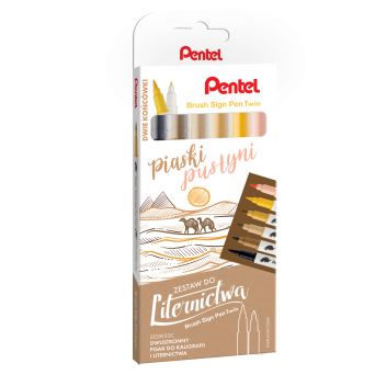 Zestaw pisaków Brush Sign Pen Twin - Pentel - Piaski Pustyni, 6 szt.