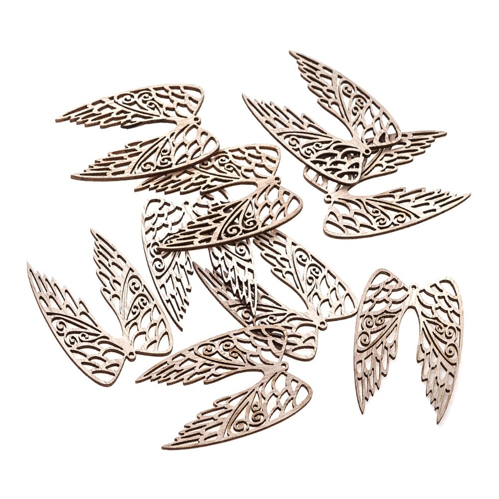 Drewniane kształty Skrzydła - DpCraft - naturalne, 6 cm, 9 szt.
