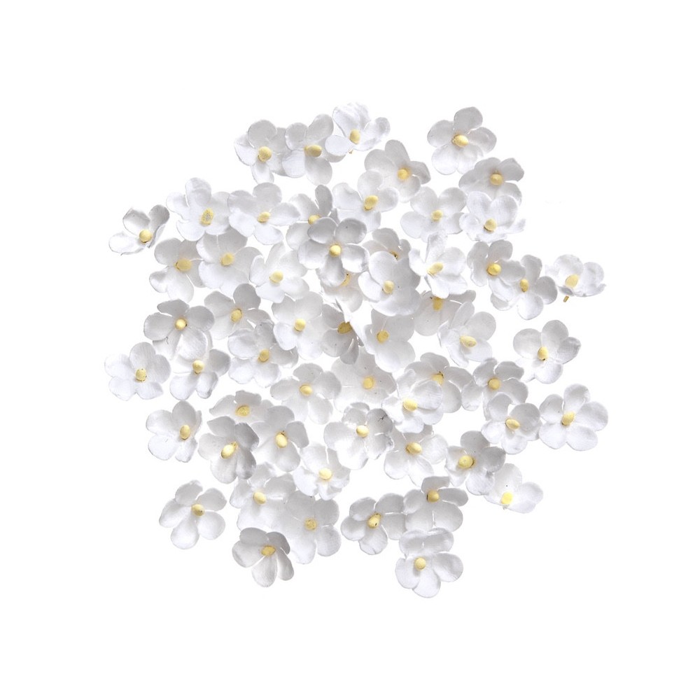 Paper flowers - DpCraft - white, 2 cm, 60 pcs.
