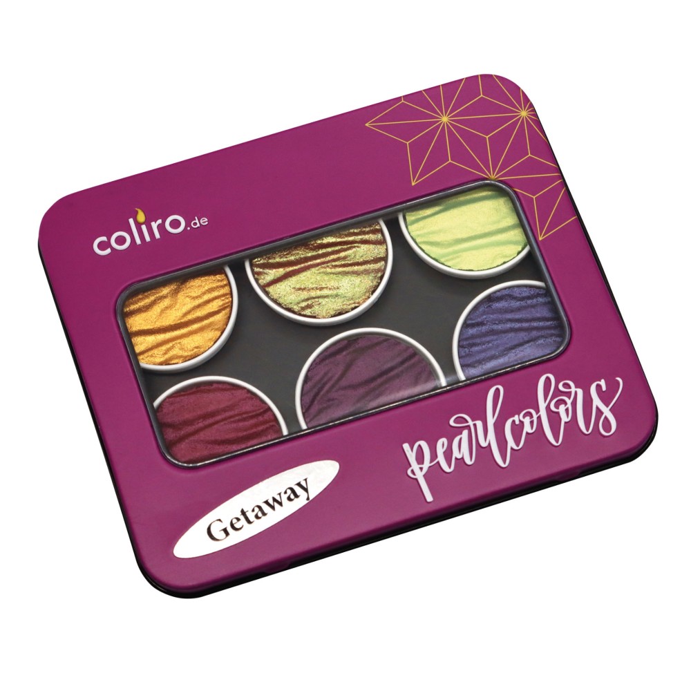 Set of watercolor paints Getaway - Coliro Pearl Colors - 30 mm, 6 pcs.