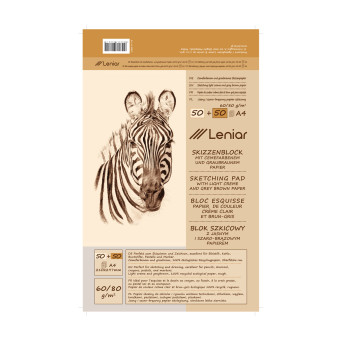 Sketch block with light and gray paper A4 - Leniar - 80 g, 100 sheets