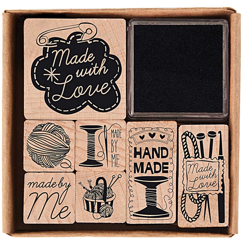 Zestaw drewnianych stempli Handmade - Paper Poetry - 7 szt.