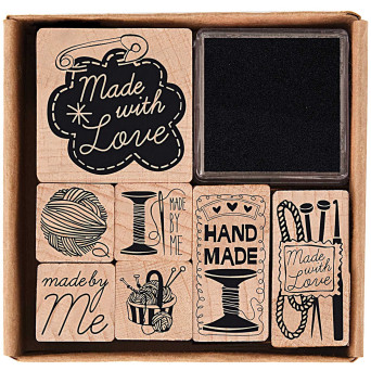 Zestaw drewnianych stempli Handmade - Paper Poetry - 7 szt.