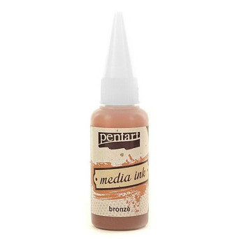 Tusz alkoholowy Media Ink - Pentart - Brąz Metaliczny, 20 ml