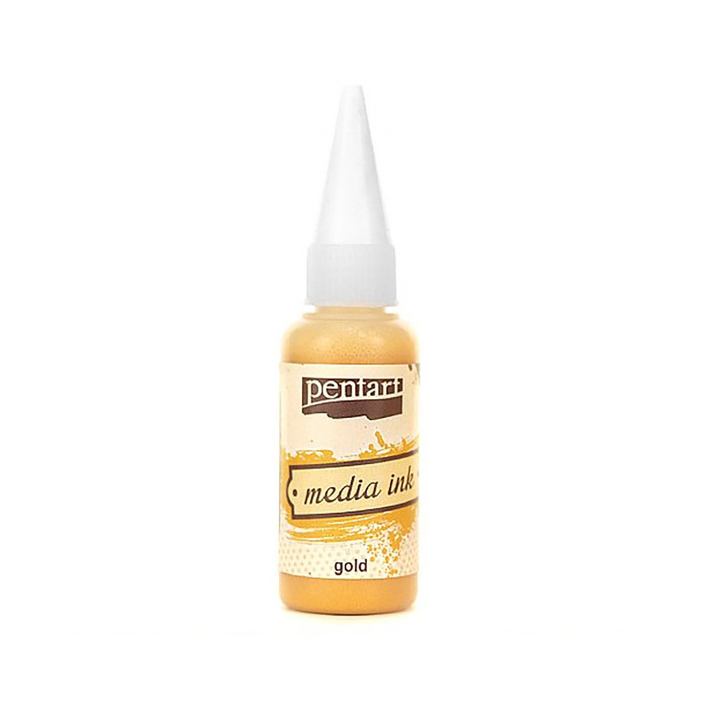 Tusz alkoholowy Media Ink - Pentart - Złoty, 20 ml
