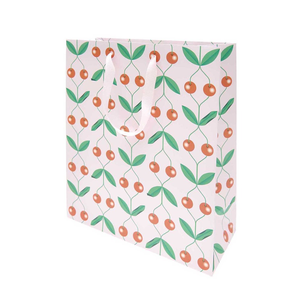 Paper gift bag Cherries - Rico Design - Pink, 26 x 32 x 12 cm