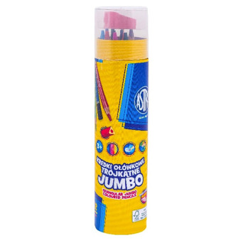 Kredki trójkątne Jumbo w tubie - Astra - 12 kolorów
