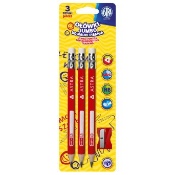 Jumbo pencils for handwriting training - Astra - HB, 3 pcs.