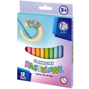 Zestaw flamastrów - Astra - pastelowe, 12 kolorów
