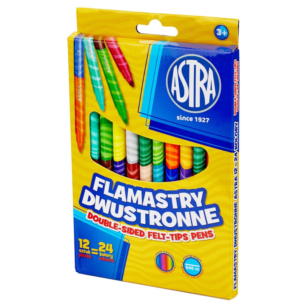 Double-sided felt-tip pens - Astra - 12 pcs.