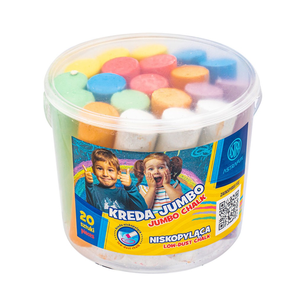 Kreda chodnikowa Jumbo w wiaderku, niskopyląca - Astra - 20 szt.