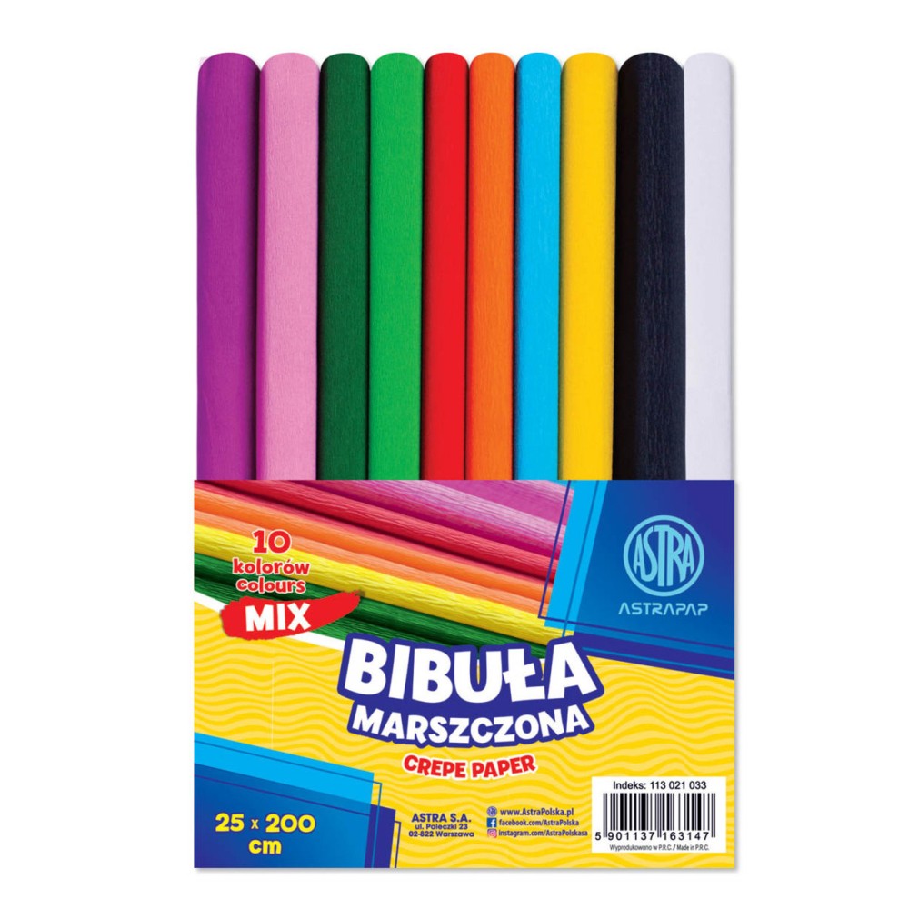 Crepe Paper - Astra - 10 colors, 25 x 200 cm