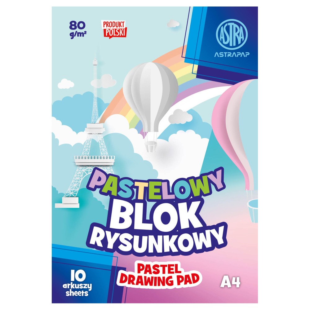 Drawing Paper Pad A4 - Astra - pastel, 80 g, 10 sheets