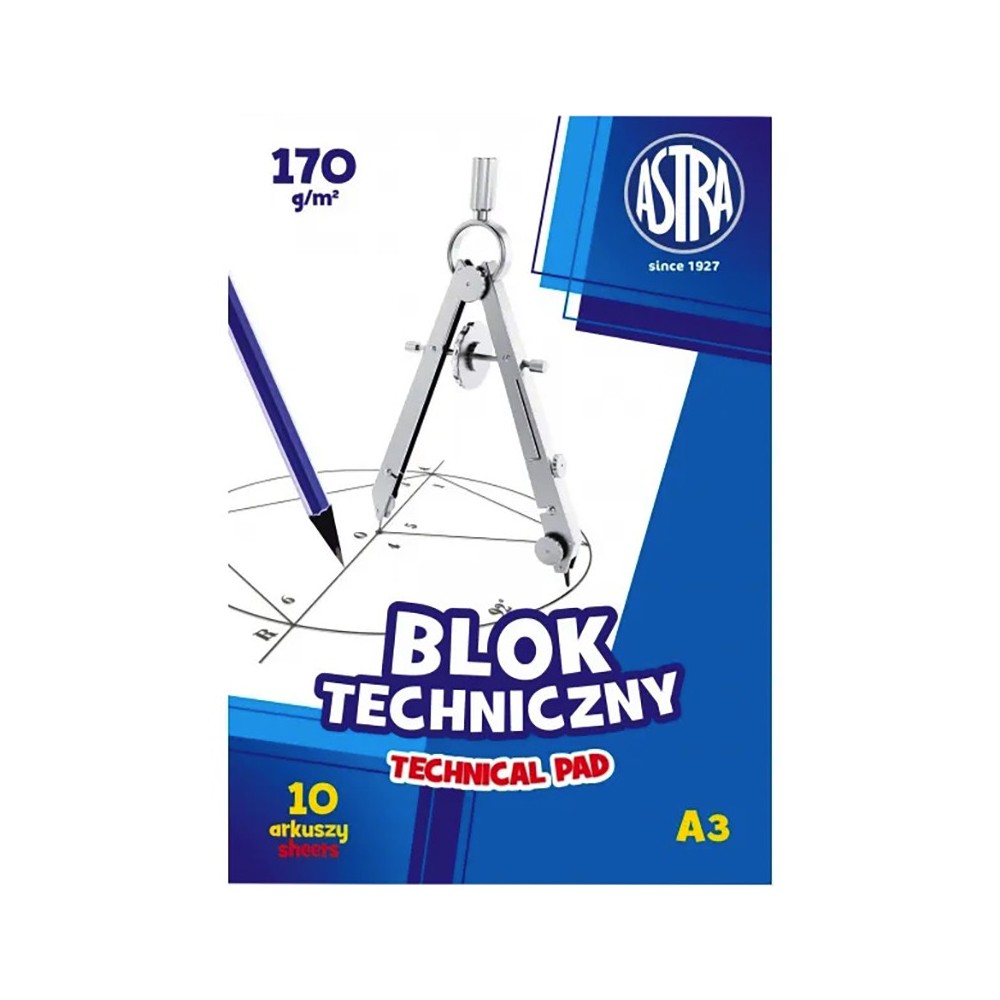 Blok techniczny A3 - Astra - biały, 170 g, 10 ark.