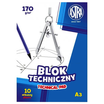Blok techniczny A3 - Astra - biały, 170 g, 10 ark.