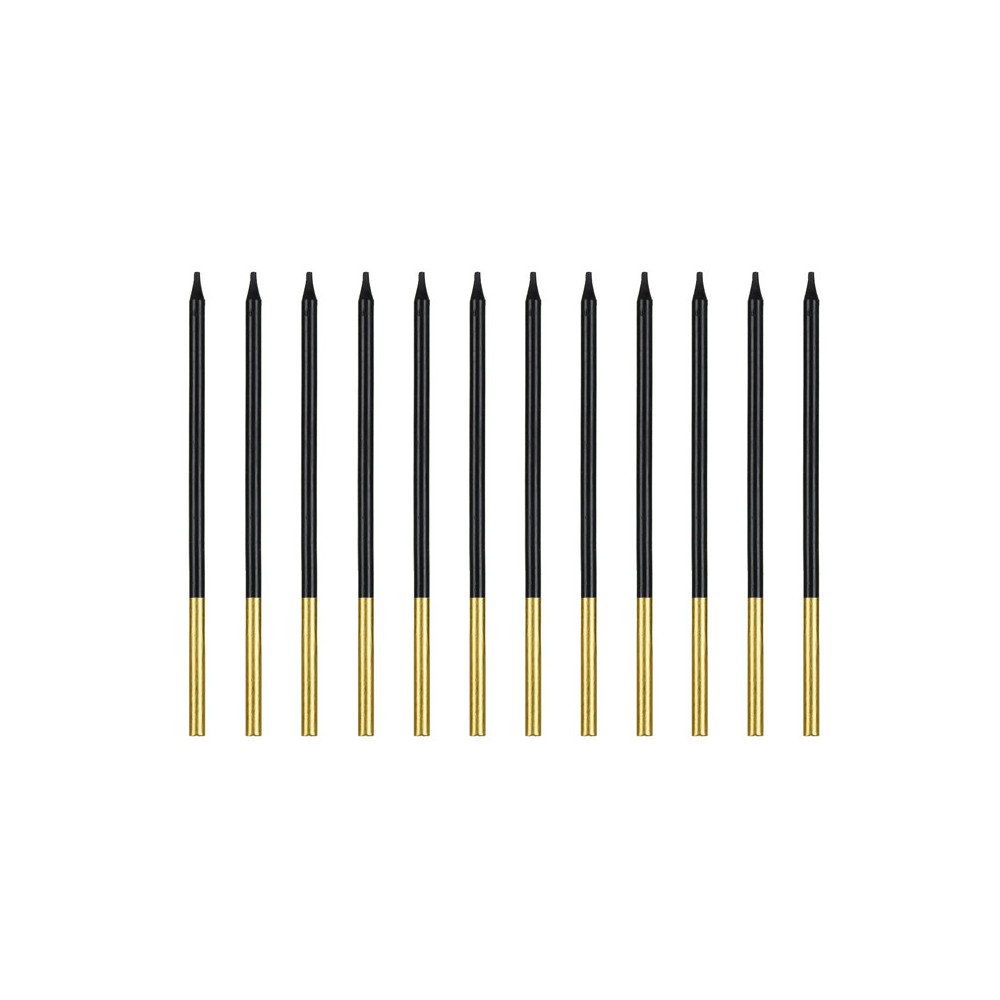 Birthday candles - black and gold, 14 cm, 12 pcs.
