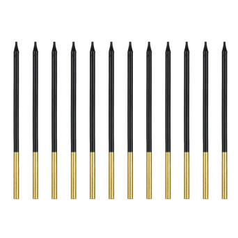 Birthday candles - black and gold, 14 cm, 12 pcs.