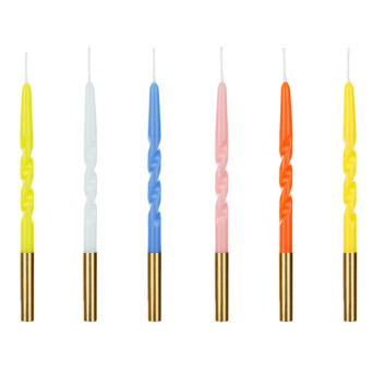 Birthday twisted candles - multicolor, 14 cm, 6 pcs.