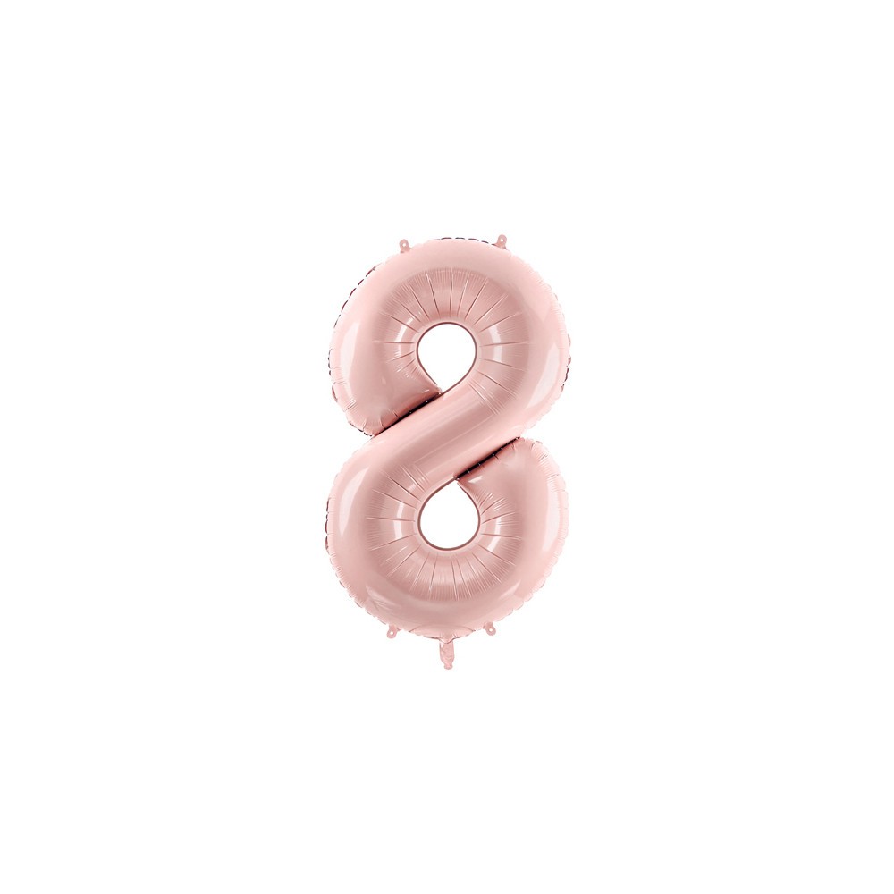 Foil balloon number 8 - light pink, 72 cm