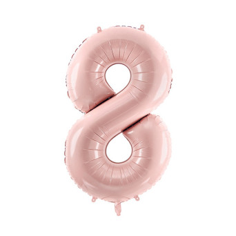 Balon foliowy Cyfra 8 - jasnoróżowy, 72 cm