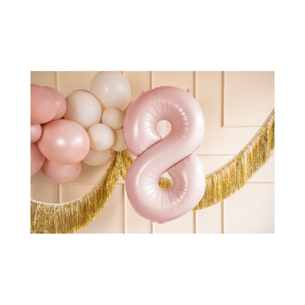 Balon foliowy Cyfra 8 - jasnoróżowy, 72 cm