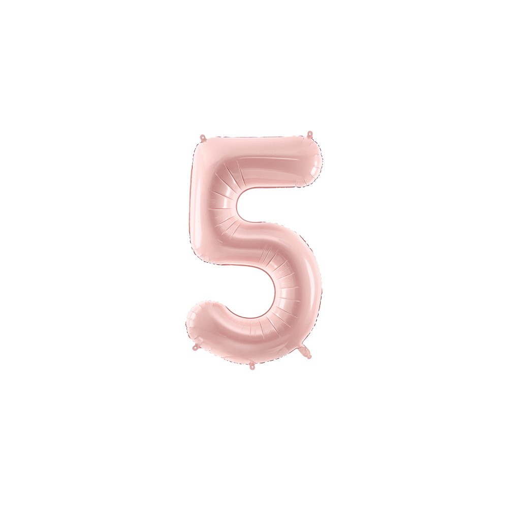 Foil balloon number 5 - light pink, 72 cm