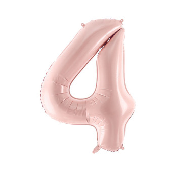 Foil balloon number 4 - light pink, 72 cm