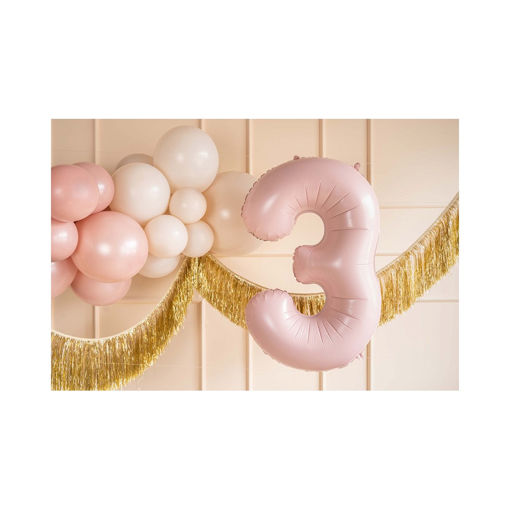 Foil balloon number 3 - light pink, 72 cm