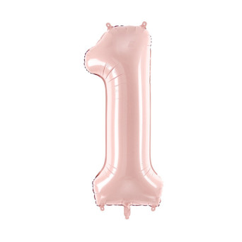 Balon foliowy Cyfra 1 - jasnoróżowy, 72 cm