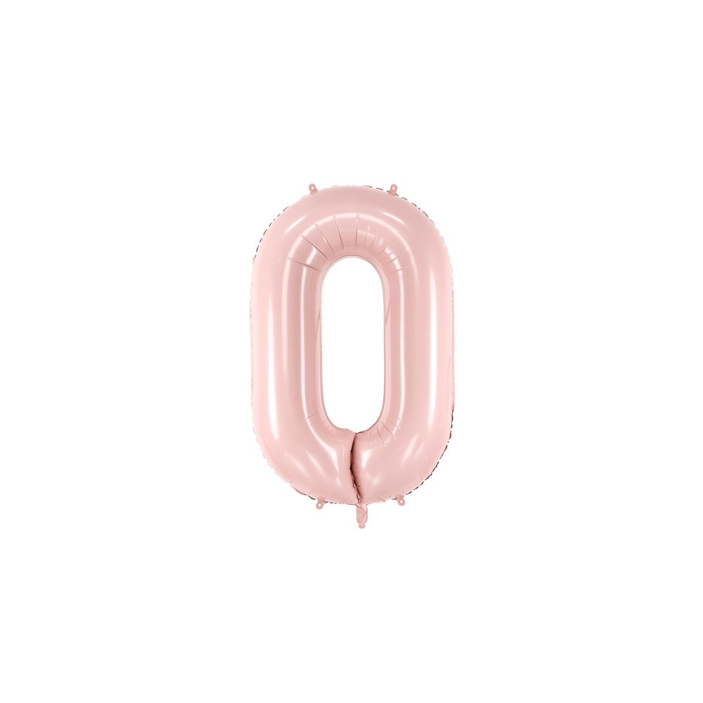 Balon foliowy Cyfra 0 - jasnoróżowy, 72 cm