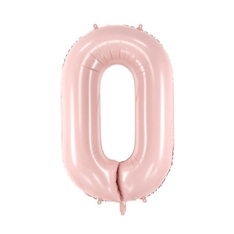 Foil balloon number 0 - light pink, 72 cm