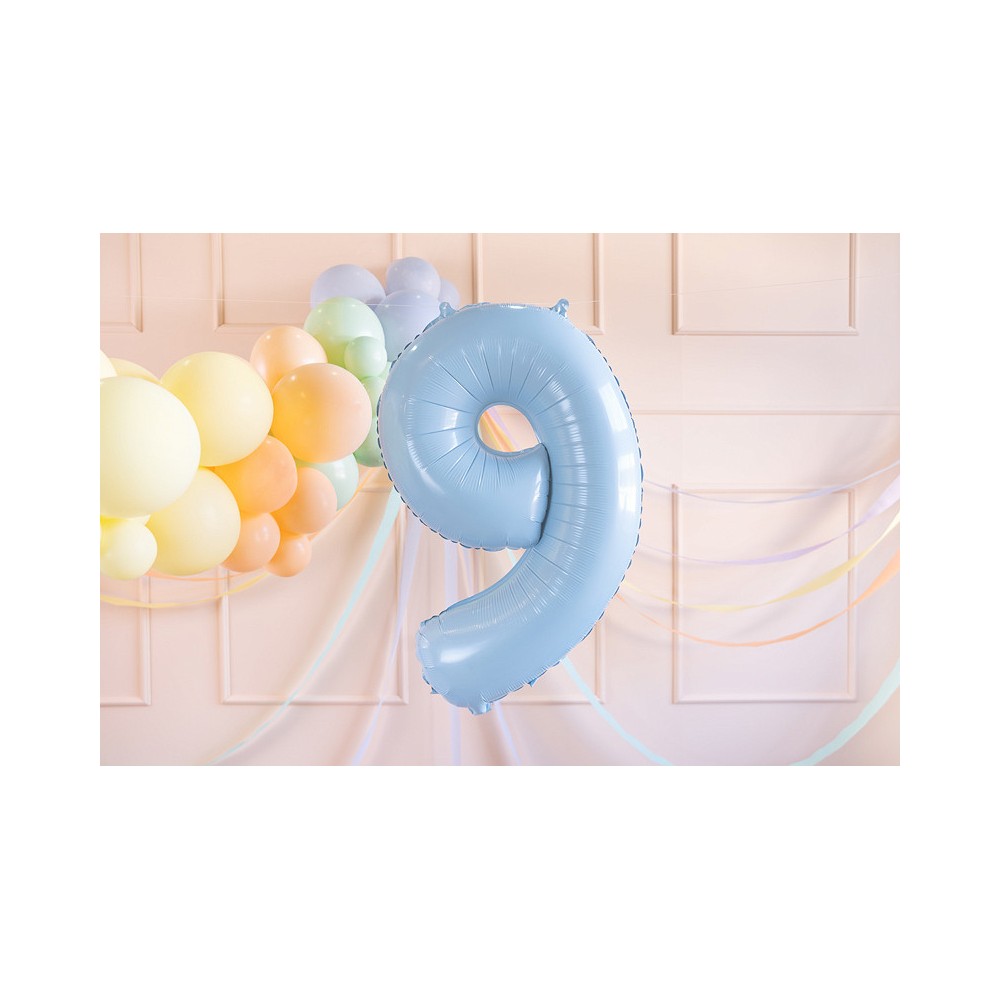 Balon foliowy Cyfra 9 - jasnoniebieski, 72 cm
