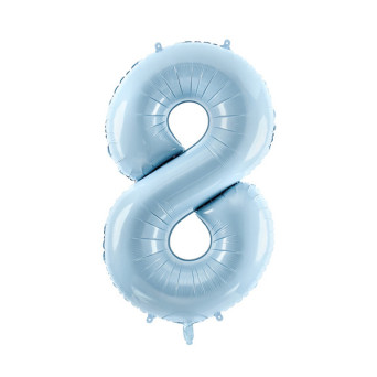 Foil balloon number 8 - light blue, 72 cm