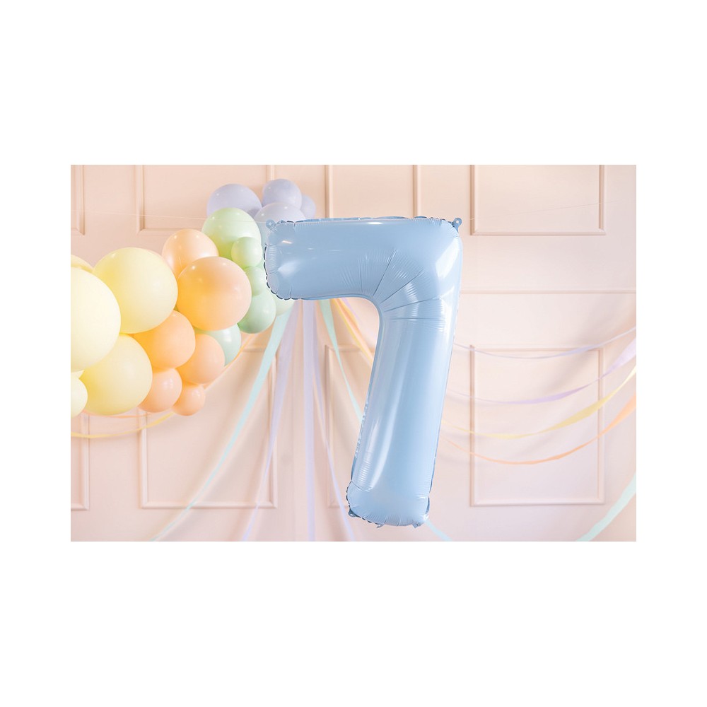 Balon foliowy Cyfra 7 - jasnoniebieski, 72 cm