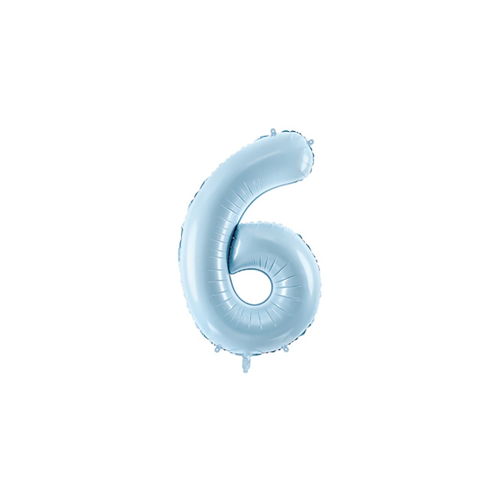 Foil balloon number 6 - light blue, 72 cm