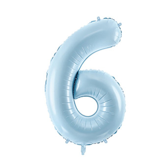 Foil balloon number 6 - light blue, 72 cm