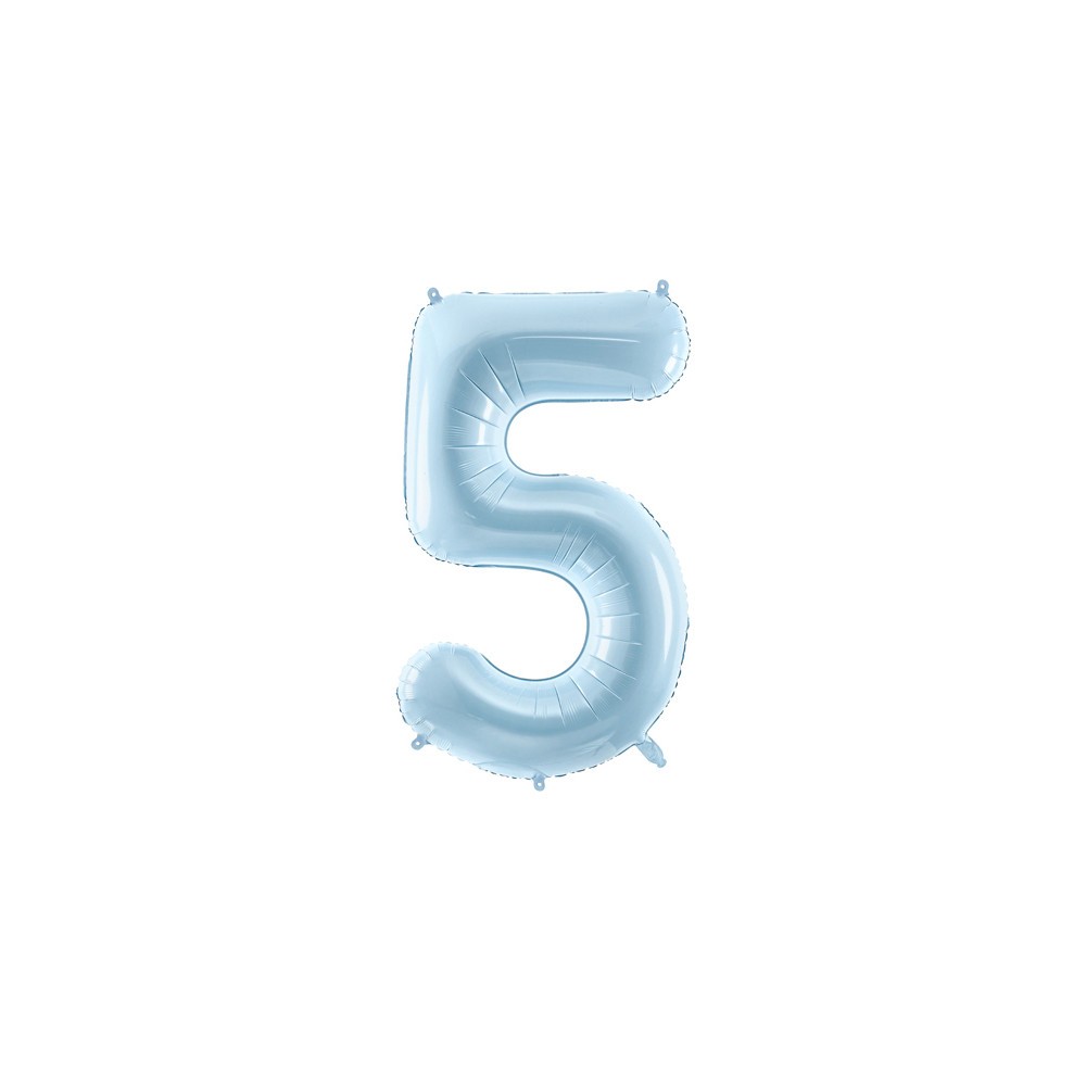 Foil balloon number 5 - light blue, 72 cm