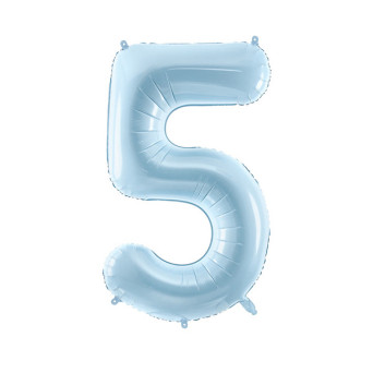 Foil balloon number 5 - light blue, 72 cm