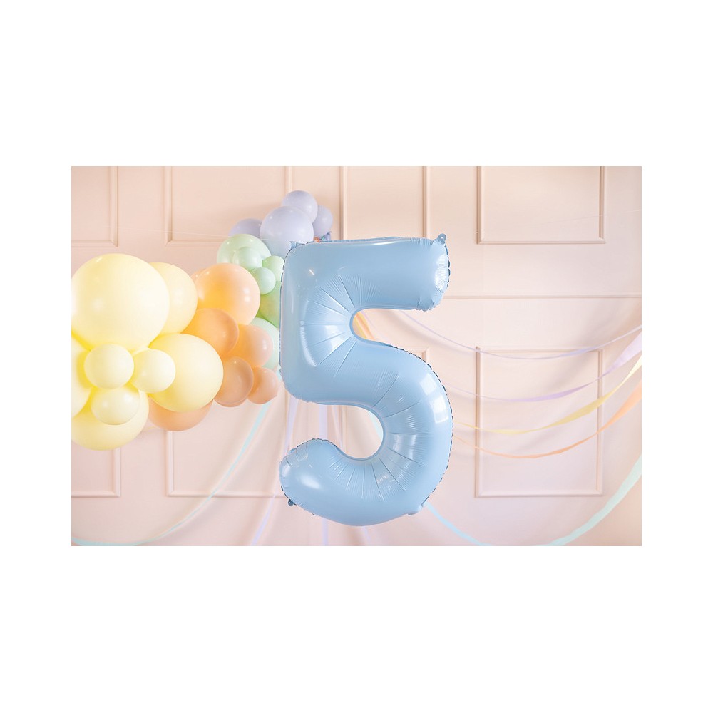Foil balloon number 5 - light blue, 72 cm