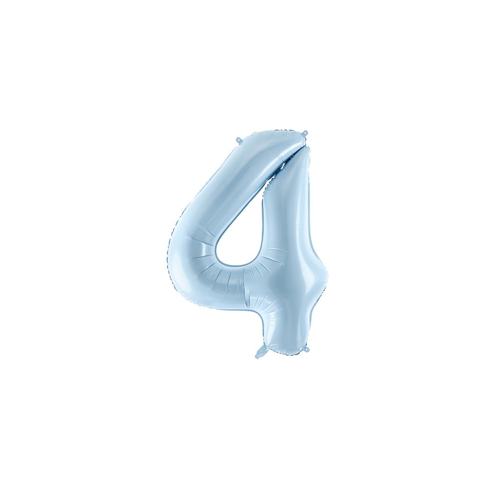 Foil balloon number 4 - light blue, 72 cm