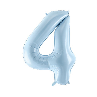 Foil balloon number 4 - light blue, 72 cm