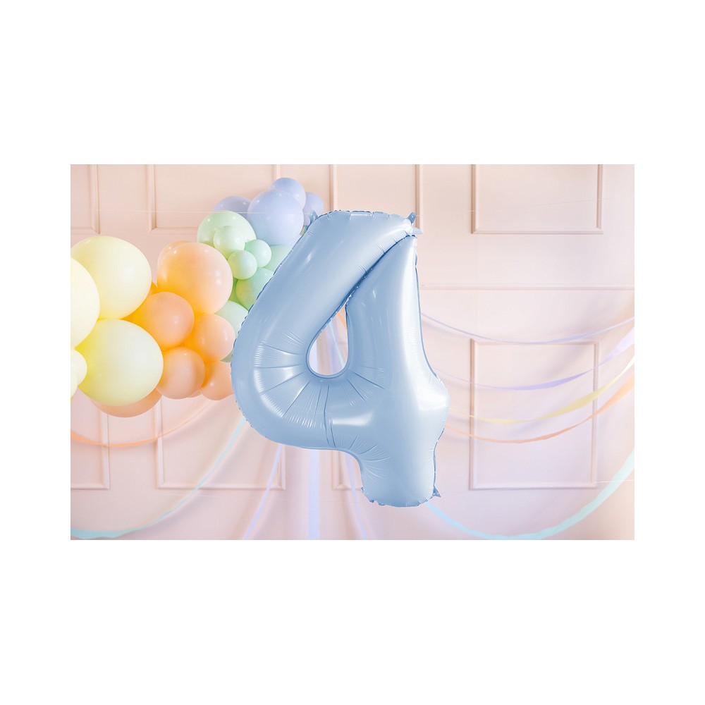 Balon foliowy Cyfra 4 - jasnoniebieski, 72 cm