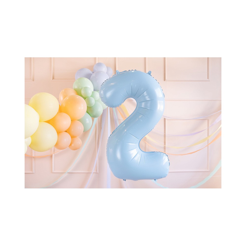 Foil balloon number 2 - light blue, 72 cm