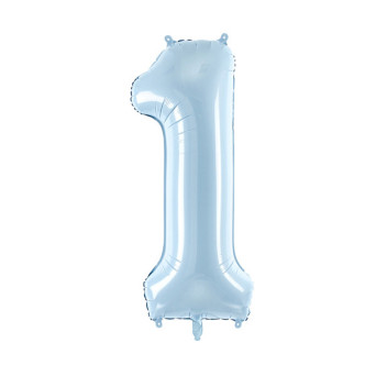 Foil balloon number 1 - light blue, 72 cm