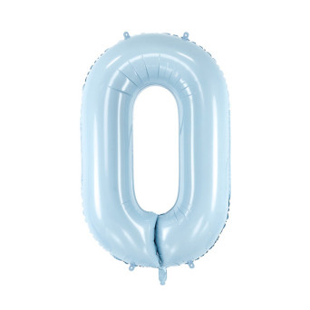 Balon foliowy Cyfra 0 - jasnoniebieski, 72 cm