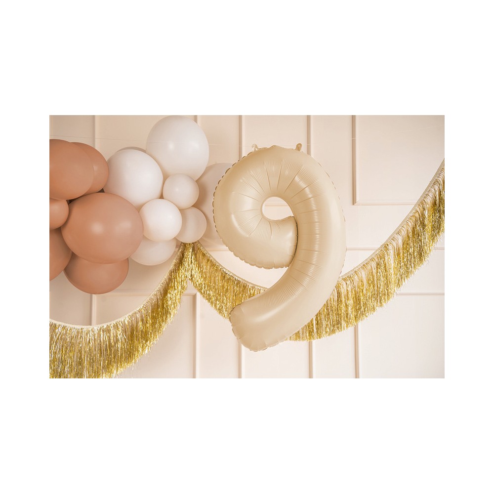 Balon foliowy Cyfra 9 - beżowy, 72 cm